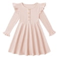 thumbnail image 6 of Hotiary 2-7Y Girls Fall Winter Casual Ribbed Knit Dresses Ruffle Long Sleeve Sweater Dress Button Party Holiday Dress, 6 of 8