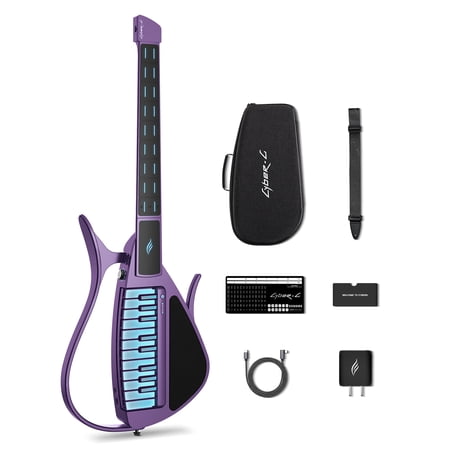 Enya CYBER-G Stringless Smart Guitar, Foldable Travel Backing Guitarra, Built-in Drum Machine & Bassline, 20 instrument Sounds for One-Man Band, App Interactive Chord Sheets For Adults & Teens(Purple