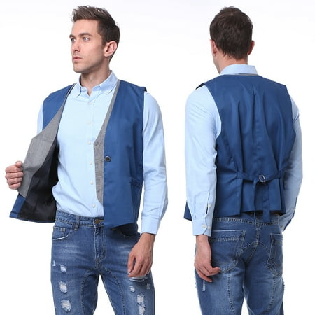 Men Formal Jacket Mens Formal Business Vest for Suit or Tuxedo V-neck Sleeveless Slim Fit Jacket Business Suit Vests ()