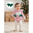 thumbnail image 4 of BemeyourBBs Baby Girl Striped Christmas Romper Long Sleeve Bodysuit with Headband, 4 of 9