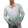 thumbnail image 2 of Button Up Shirt Men Big and Tall Lapel Collar Long Sleeve Shirts Gradient Print Regular Fit Beach Vacation Casual Tops, 2 of 5
