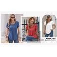thumbnail image 6 of MOYIKO Women Short Sleeve Tops Casual Solid Plain Basic Tshirt Petal Sleeve Pleated Light Green Summer Tee Clothes Size S, 6 of 7