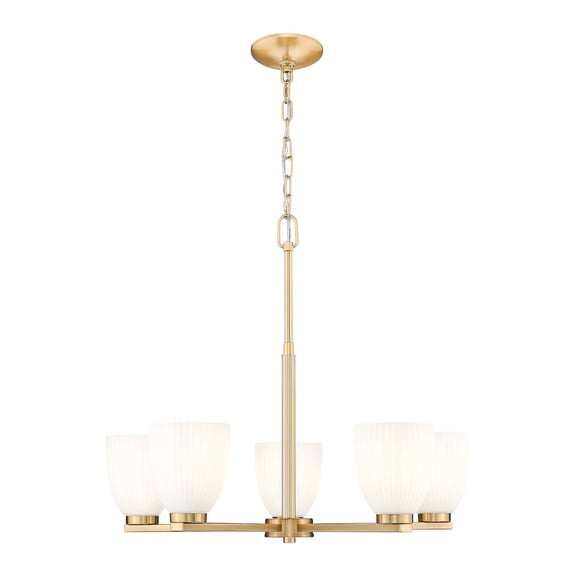 Z-Lite Naya 5 Light Chandelier in Modern Gold color, Steel frame