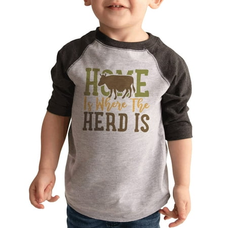 

7 ate 9 Apparel Kids Farm Life Shirts - Home is Where The Heard is Grey Shirt 3T