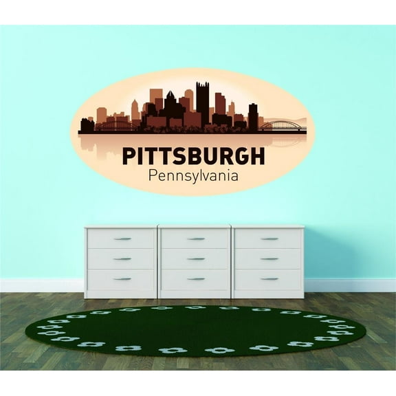 Living Room Art Pittsburgh Pennsylvania United States Major City Geographical Map Landmark 27x40
