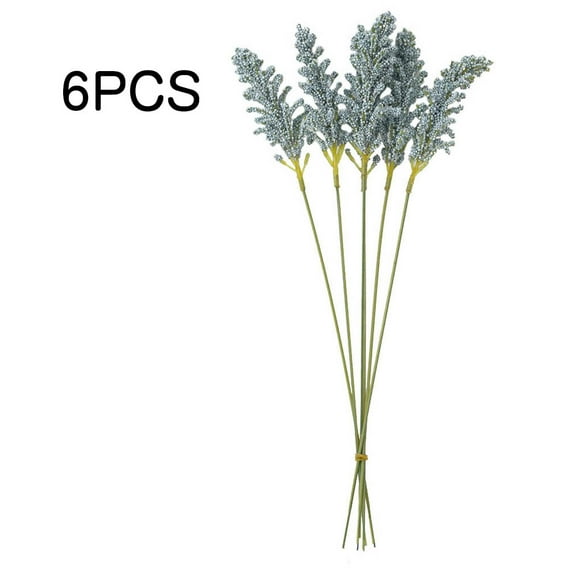 6pcs Artificial Wheat Grass Bouquet Simulation Plant plastic wheat bouquet Decor Home Office Fake Plant Table Ornament, Blue
