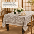 Cpc Rustic Brown Block Printton Rectangle Tablecloth 70x118 Inch ...