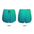 thumbnail image 3 of Yiaed Green Turquoise Teal Print Women's Running Shorts with Liner 3 Zipper Pockets Elastic Workout Athletic Gym Yoga Shorts-Small, 3 of 7