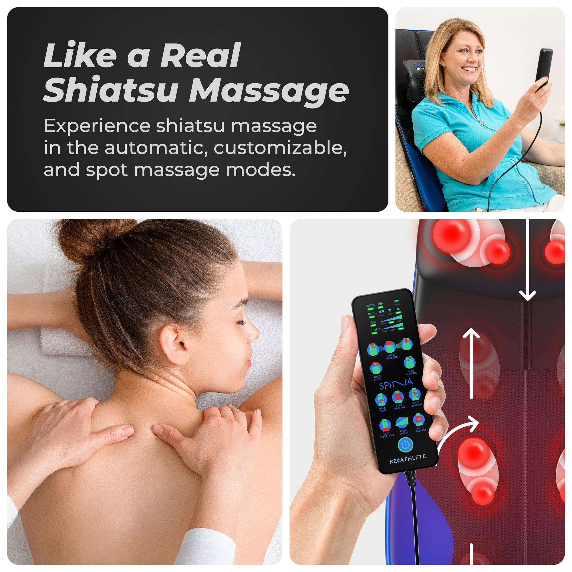 3 in 1 Heating Shiatsu Massage Seat Pad Cushion Neck Back – The Salon Outlet