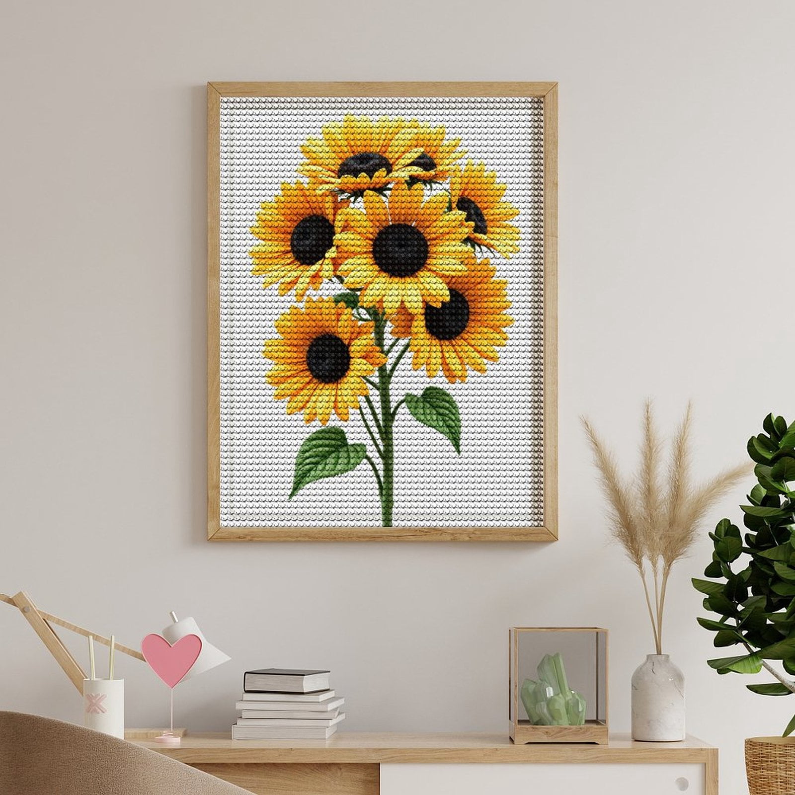 Diamond Art Kits for Adults, Bright Yellow Sunflower Bouquet 5D Diamond Painting Kits for Adults Beginners, DIY Full Drill Diamond Painting, Gem Art and Crafts 12x16