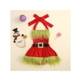 thumbnail image 3 of Seyurigaoka Christmas Kids Girls Sequin Dress, Neck Hanger Plush Collar Backless Dress, 3 of 10