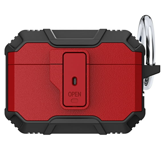 Carbon Series TUFF Hybrid Case with Secure Lock Clip for AirPods Pro - Red