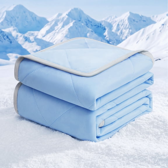 WISHEAD Cooling Blanket Queen Size, Cooling Comforter for Hot Sleepers, Double-Sided Lightweight Summer Bedding, Soft Breathable All-Season Quilt, (Light Blue, 90" x 90")