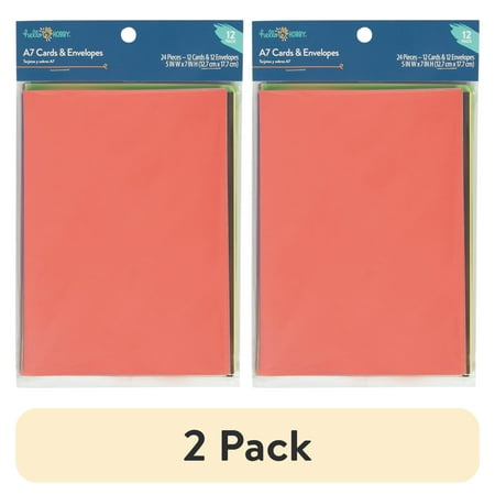 (2 pack) Hello Hobby A7 Blank All Occasion Greeting Cards, Primary Colors with Envelopes 5" x 7" (12 Count)