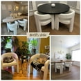 thumbnail image 3 of Guyou Modern Faux Fur Upholstered Dining Chair, Cute Barrel Side Armchair Kitchen Chair with Armrests and Back for Living Room Dining Room Bedroom, White, 3 of 12