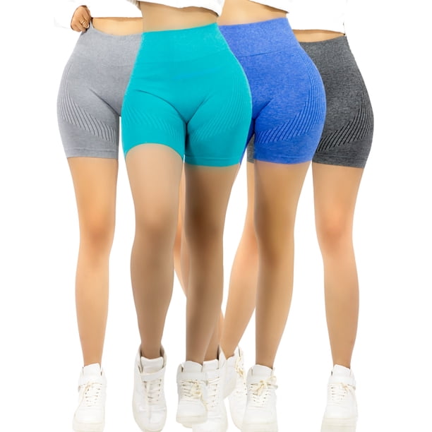 Set 4 Shorts Deportivos Unitalla Mujer Tiro Alto Push Up para Mujer