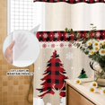 thumbnail image 2 of No Hook Shower Curtain with Built-in Rings-Farmhouse Christmas Washable Waterproof Fabric Bathroom Curtains for Hotel, 60 X 72 Inch Long, Rustic Plaid Christmas Tree Snowflakes Red Green Black, 2 of 9