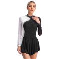 thumbnail image 2 of Aiihoo Womens Sparkly Rhinestone Sheer Mesh Dresses Figure Skating Dance Leotard Dress Long Sleeve Dresses Black XL, 2 of 7