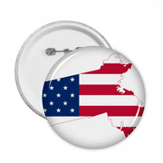 Massachusetts USA Map Stars Stripes Flag Pins Badge Button Emblem Accessory Decoration 5pcs