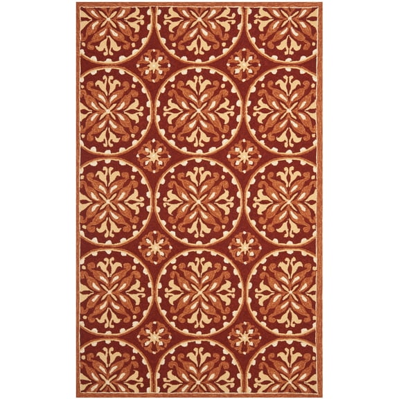 SAFAVIEH Four Seasons Saranna Geometric Area Rug, Red/Orange, 5' x 8'