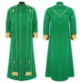 thumbnail image 1 of RUNQHUI Robe de Prêtre pour Hommes avec Bordure Dorée et Fermeture Éclair avant Croisée pour Prière à l'Église et Cosplay Vert m, 1 of 7