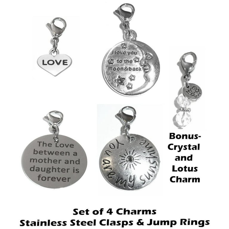 Charms Clip On - Perfect For Bracelet Or Necklace, Zipper Pull Charm, Bag  Or Purse Charm Easy To Use DIY Charms - 4 Pack Love Mix Clip On Charms 