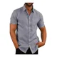 thumbnail image 1 of Camisa Cuello Para Hombre Lino Camisa Casual De Manga Corta, 1 of 7