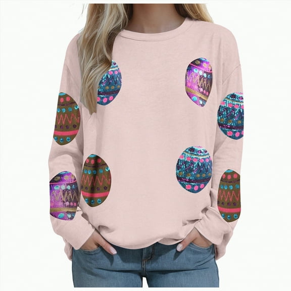 Futezty Christmas Sweaters for Women Cute Sequin Crewneck Sweatshirts Holiday Santa Oversized Pullover Tops