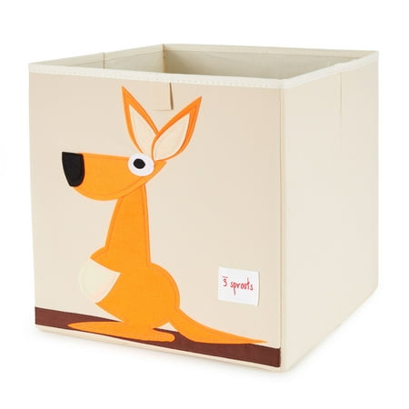 3 Sprouts Children's Foldable Fabric Storage Cube Box Soft Toy Bin, Kangaroo