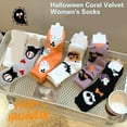 thumbnail image 4 of Guaber Sock,Cozy Coral Fleece Women's Socks with Cartoon Pumpkin Ghostly Witch Hat Pattern for Halloween Indoor Fuzzy Slipper Socks, 4 of 6