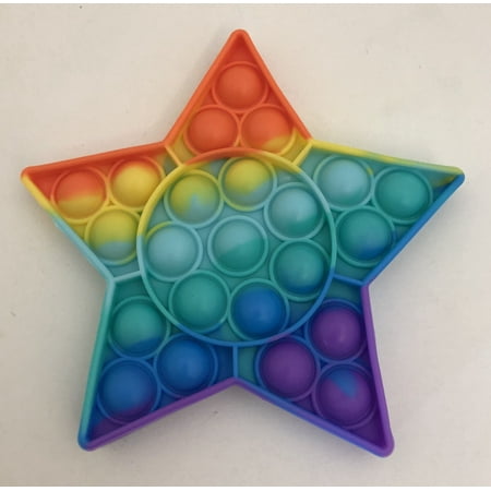 Rainbow Star Shaped Push Pop Bubble Poppers Fidget Toy - 5"