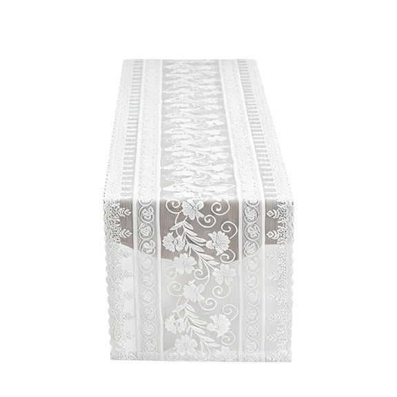 Feledorashia Table Runner, Lace Tablecloth, Hollowed Out Rural Dining Table Decoration, Soft Wrinkle Resistant Polyester Fabric