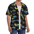 thumbnail image 2 of KLL Colorful Skateboard Print Men's Shirt Short Sleeve Button Down Summer Cuba Beach Shirts- 3X-Large, 2 of 5
