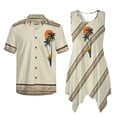 thumbnail image 4 of Psesaysky Couples Hawaiian Outfits Matching Sets for Women Men Brown Native Palm Summer Sleeveless Flared Dress with Aloha Shirts Wedding Party Matching Clothes Plus Size-3XL, 4 of 7