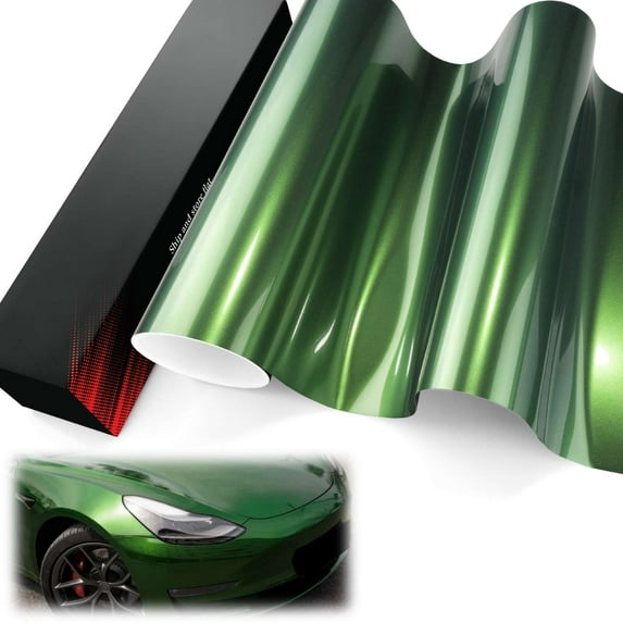 PET Liner Vinyl Super Gloss Metallic Sonoma Green Automotive Wrap Car Vehicle Bubble Free Air Release