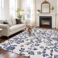 thumbnail image 3 of Blue Floral Leaf Large Area Rugs for Bedroom Living Room, Soft Non Slip Carpet Bedside Rug, Retro Farmhouse Plant Tree Branch Rectangular Floor Cover Kitchen Accent Rug 8'x10' for Dining Room/Office, 3 of 9