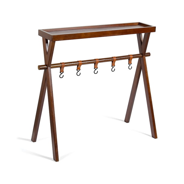 Irfora Estante de madera para acampar, estantes de madera maciza plegables para exteriores, luces triangulares multifuncionales para el hogar, utensilios de cocina, soporte para colgar vajilla Irfora Estante de madera