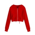 thumbnail image 2 of Cropped Hoodies for Women 2025 Long Sleeve Cropped Zip Up Hoodie with Pockets Hooded Sweatshirt Women Jacket, 2 of 3