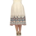 thumbnail image 3 of White Mark Plus Size Border Print Pleated Midi Skirt, 3 of 6