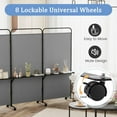 thumbnail image 5 of GOFLAME 3 Panel Room Divider with Storage Shelves, 6FT Folding Privacy Screen with Lockable Wheels, Portable Rolling Wall Divider, Freestanding Partition Screen for Room Separation, Grey, 5 of 9