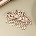thumbnail image 3 of Miangastore Chic Pearl and Rhinestone Hair Comb for Wedding Decoration with Golden Color and Alloy Material, 3 of 8