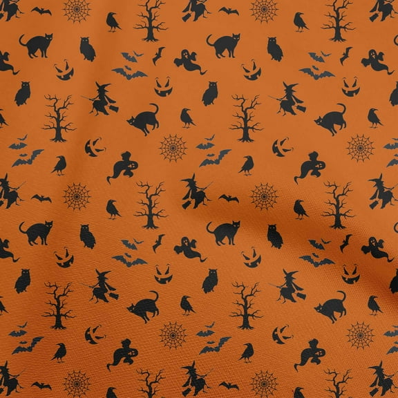 oneOone Georgette Viscose Orange Fabric Halloween Diy Clothing Quilting Fabric Print Fabric By Yard 42 Inch Wide