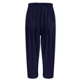 thumbnail image 4 of Tuphregyow Womens High Waisted Drawstring Wide Leg Pants Comfy Casual Loose Trousers with Pockets Loose Straight Pants Solid Color Navy XXL, 4 of 5