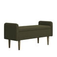 thumbnail image 6 of Tcbosik 46" Storage Bench, Upholstered Foot Rest, Teddy Velvet Fabric Ottoman for Entryway, Bedroom, Living Room, Space Saving, Green, 6 of 8