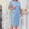 thumbnail image 5 of Women's plus size dress embroidered lace slim knee-length dress, 5 of 5