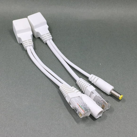 2Pcs POE Adapter Plug and Play 12V PVC Power Over Ethernet Cable Separator Combiner