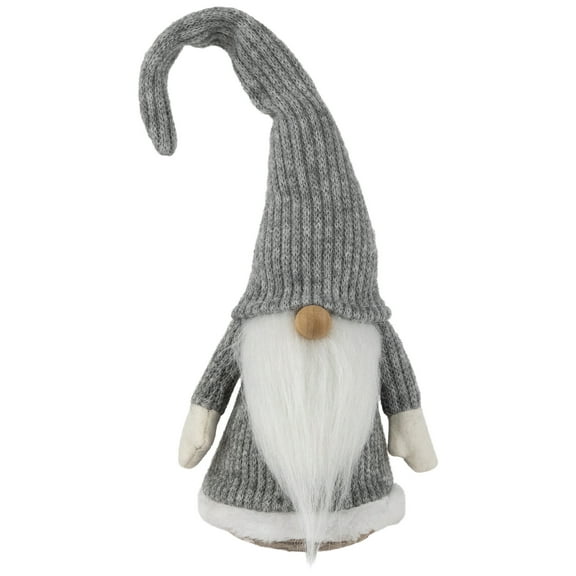 Northlight Standing Knitted Gnome Christmas Figure - 14" - Gray and White