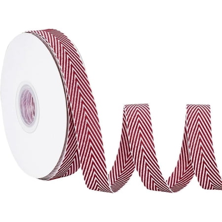 20 Yards Craft Striped Ribbon 0.6 Inch Wide Polycotton Ribbon Red White Striped Cotton Webbing Twill Tape Herringbone Tape for Backpacks Handbag Garment Belt Hats Home Decor Red