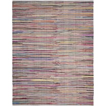 SAFAVIEH Rag Petar Striped Cotton Area Rug, Ivory/Multi, 8' x 10'