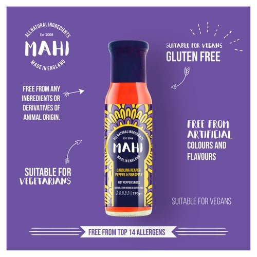MAHI Carolina Reaper & Pineapple Hot Sauce 280ml, British Import (Pack of 2)